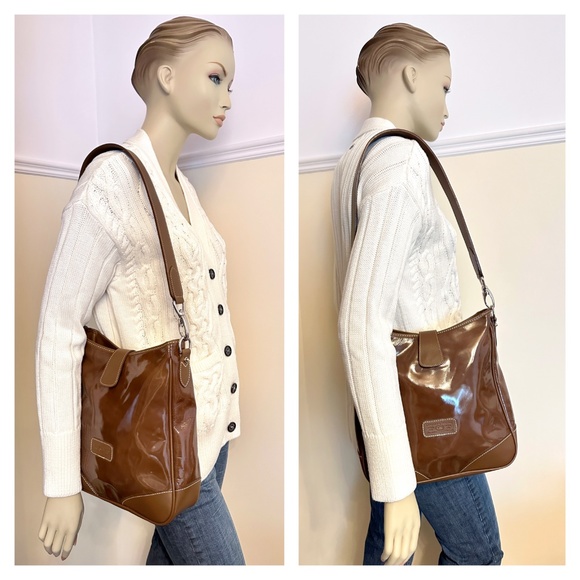 Vintage Dooney & Bourke brown patent leather bag - Picture 2 of 14